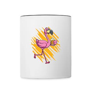 Buveur de bière Flamingo - Mug contrasté - blanc/noir - Devant