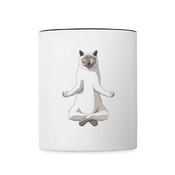 Funny Yoga Colourpoint British Shorthair Cat - Contrasting Mug - white/black - Front