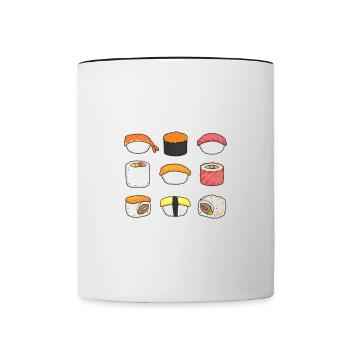 Sushi Addict Sushi Lover Japon Culture Japonaise - Mug contrasté - blanc/noir - Devant