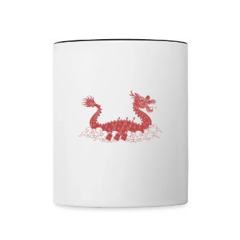 Less talking, more drumming Dragon Boat Race Team - Contrasting Mug - white/black - Front