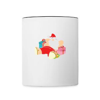 Je mets des choses drôles sur ton cadeau - Mug contrasté - blanc/noir - Devant