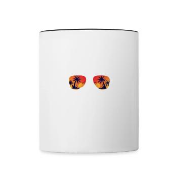 Schnauzer avec lunettes de soleil Chien Schnauzer miniature - Mug contrasté - blanc/noir - Devant