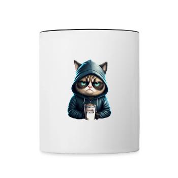 Guten Morgen Ganz dünnes Eis - Katze Kaffee - Tasse zweifarbig - Weiß/Schwarz - Vorne