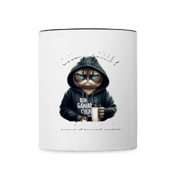 Guten Morgen Ganz dünnes Eis - Katze - Tasse zweifarbig - Weiß/Schwarz - Vorne