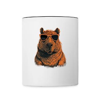 Capybara Wasserschwein retro Nagetier Tier lustig - Tasse zweifarbig - Weiß/Schwarz - Vorne