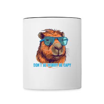 Capybara Wasserschwein retro Nagetier Tier lustig - Tasse zweifarbig - Weiß/Schwarz - Vorne