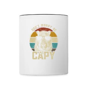 Capybara Wasserschwein retro Nagetier Tier lustig - Tasse zweifarbig - Weiß/Schwarz - Vorne