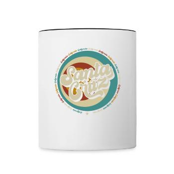 Santa Cruz Californie vintage rétro surfing ville - Mug contrasté - blanc/noir - Devant