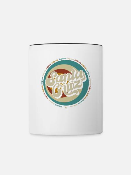 Santa Cruz Californie vintage rétro surfing ville - Mug contrasté - blanc/noir