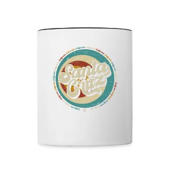 Santa Cruz Californie vintage rétro surfing ville - Mug contrasté - blanc/noir - Devant