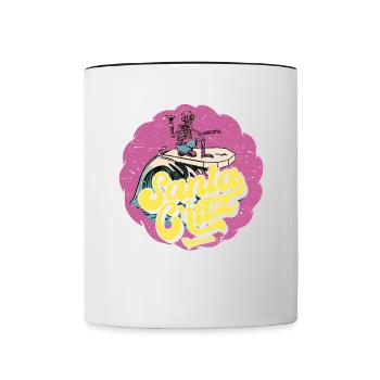 Santa Cruz Californie vintage rétro surfing ville - Mug contrasté - blanc/noir - Devant