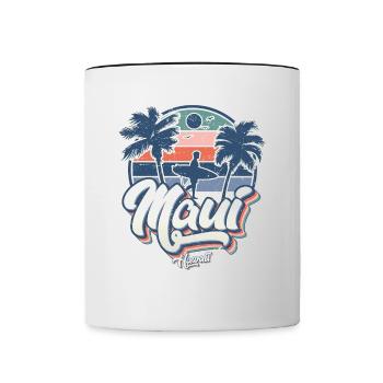 Maui Hawaii Surfen 70er Jahre Strand retro vintage - Tasse zweifarbig - Weiß/Schwarz - Vorne