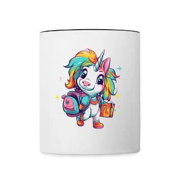 Unicorn Schoolchild School Enrollment Girl Gift - Contrasting Mug - white/black - Front