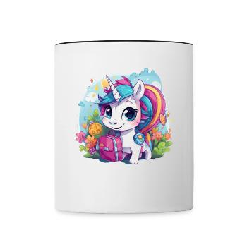 Unicorn Schoolchild School Enrollment Girl Gift - Contrasting Mug - white/black - Front
