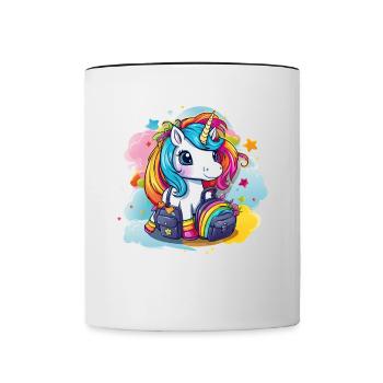 Unicorn Schoolchild School Enrollment Girl Gift - Contrasting Mug - white/black - Front