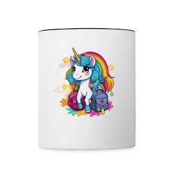 Unicorn Schoolchild School Enrollment Girl Gift - Contrasting Mug - white/black - Front