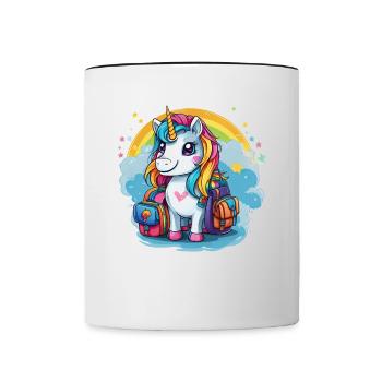 Unicorn Schoolchild School Enrollment Girl Gift - Contrasting Mug - white/black - Front