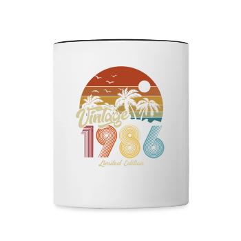1986 Anniversaire né en 1986 Retro Vintage - Mug contrasté - blanc/noir - Devant