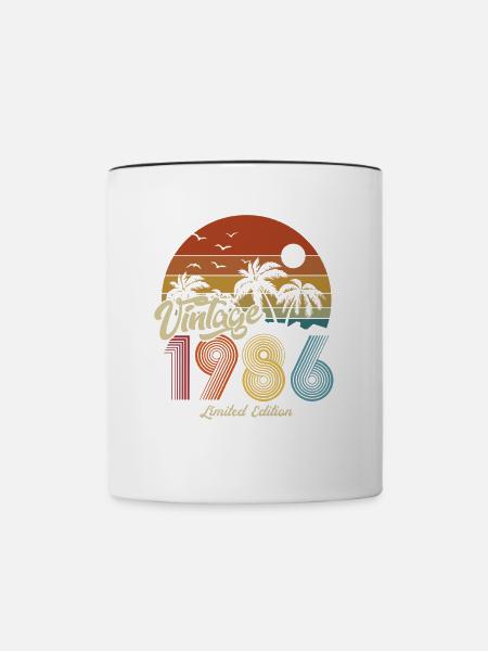1986 Geburtstag geboren im Jahr 1986 Retro Vintage - Tasse zweifarbig - Weiß/Schwarz