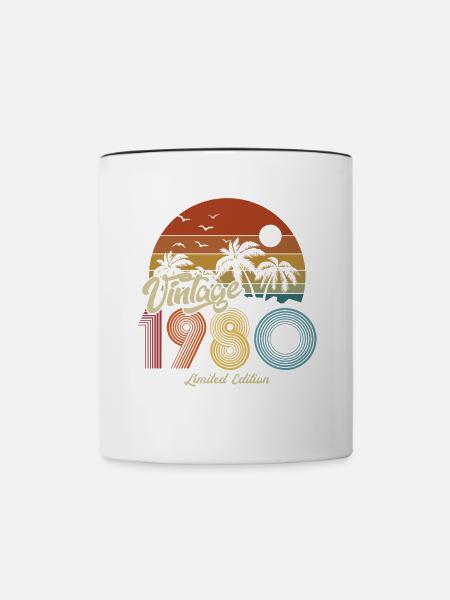 1980 Anniversaire né en 1980 Retro Vintage - Mug contrasté - blanc/noir