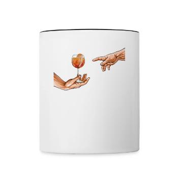 Holy Aperoli Italien Cocktail Drink Witziges Wein - Tasse zweifarbig - Weiß/Schwarz - Vorne