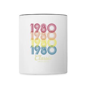 1980 Anniversaire né en 1980 Retro Vintage - Mug contrasté - blanc/noir - Devant