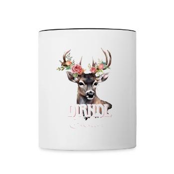 Dirndl Ersatz Hirsch Hirschgeweih Rosen - Tasse zweifarbig - Weiß/Schwarz - Vorne