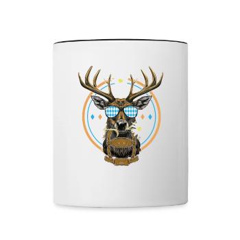 Hirschkopf Lunettes de soleil Bavaria Volksfest Lausbua - Mug contrasté - blanc/noir - Devant