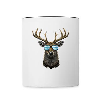 Hirschkopf Lunettes de soleil Bavaria Volksfest Lausbua - Mug contrasté - blanc/noir - Devant