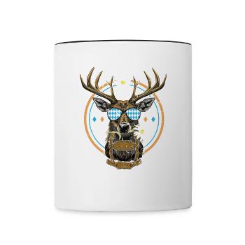 Hirschkopf Lunettes de soleil Bavaria Volksfest Lausbua - Mug contrasté - blanc/noir - Devant