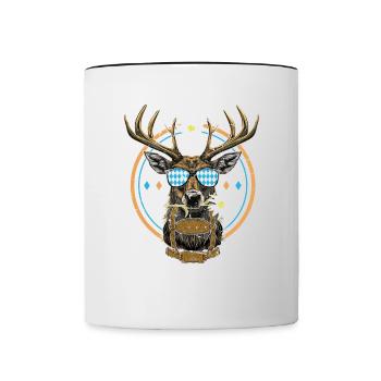 Hirschkopf Lunettes de soleil Bavaria Volksfest Lausbua - Mug contrasté - blanc/noir - Devant