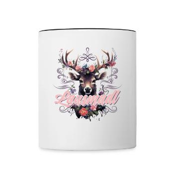 Lausmadl Mädchen Damen Trachtenshirt Kind Madl - Tasse zweifarbig - Weiß/Schwarz - Vorne