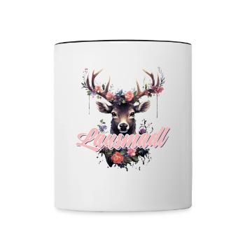 Lausmadl Mädchen Damen Trachtenshirt Kind Madl - Tasse zweifarbig - Weiß/Schwarz - Vorne