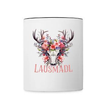 Lausmadl Mädchen Damen Trachtenshirt Kind Madl - Tasse zweifarbig - Weiß/Schwarz - Vorne