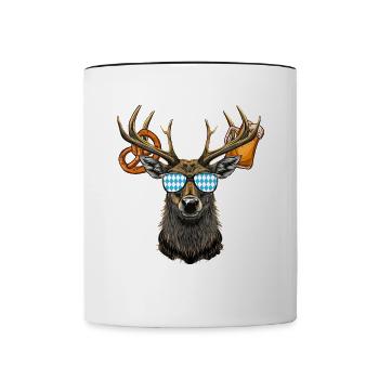 Hirschkopf Lunettes de soleil Bavaria Volksfest Lausbua - Mug contrasté - blanc/noir - Devant