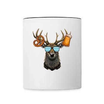 Hirschkopf Lunettes de soleil Bavaria Volksfest Lausbua - Mug contrasté - blanc/noir - Devant