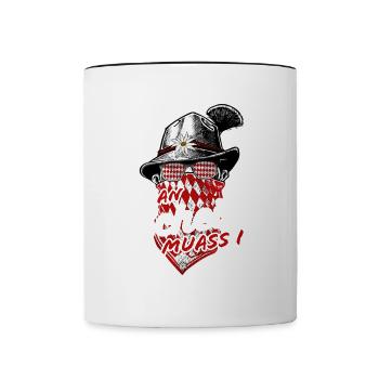An Scheiss muas i Hirsch Grantler Bayern Grantln - Tasse zweifarbig - Weiß/Schwarz - Vorne