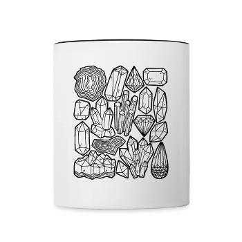 Cristaux, pierres précieuses, minéraux, diamants - Mug contrasté - blanc/noir - Devant