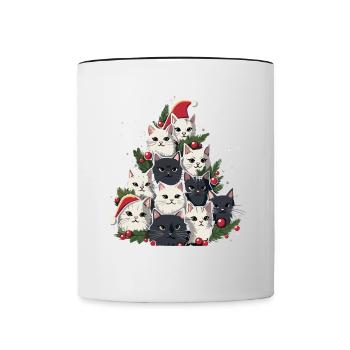 Weihnachtsbaum Katzen Cat Tree Kätzchen Geschenk - Tasse zweifarbig - Weiß/Schwarz - Vorne