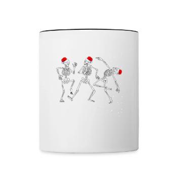 Squelette Noël Danse Drôle - Mug contrasté - blanc/noir - Devant