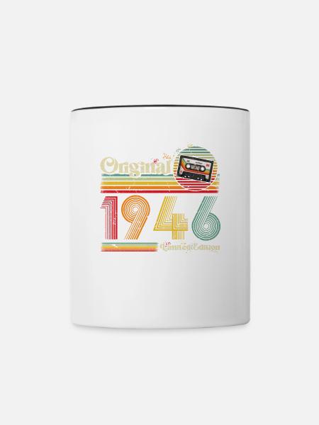 1946 Geburtstag geboren im Jahr 1946 Retro Vintage - Tasse zweifarbig - Weiß/Schwarz