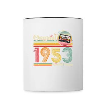 1953 Anniversaire Né En 1953 Rétro Vintage - Mug contrasté - blanc/noir - Devant