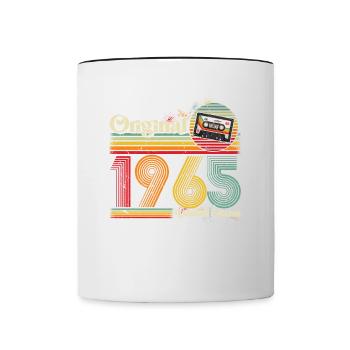 1965 Anniversaire Né En 1965 Rétro Vintage - Mug contrasté - blanc/noir - Devant