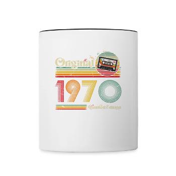 1970 Anniversaire Né En 1970 Rétro Vintage - Mug contrasté - blanc/noir - Devant