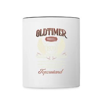1970 Geboren Geburtstag Oldtimer - Tasse zweifarbig - Weiß/Schwarz - Vorne