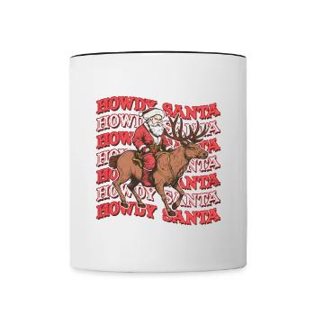 Salut Père Noël Cowboy Western - Mug contrasté - blanc/noir - Devant