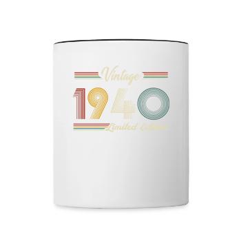 Anniversaire des années 1940 né dans les années 1940 rétro Vintage - Mug contrasté - blanc/noir - Devant