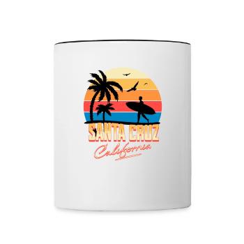 Santa Cruz California Vintage sunset Surfer Wellen - Tasse zweifarbig - Weiß/Schwarz - Vorne