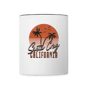 Santa Cruz California Sonnenuntergang 70er 80er - Tasse zweifarbig - Weiß/Schwarz - Vorne