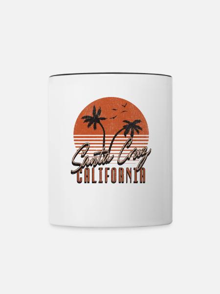 Santa Cruz California Sonnenuntergang 70er 80er - Tasse zweifarbig - Weiß/Schwarz